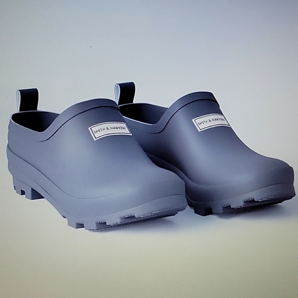 Smith & Hawken gardening clogs boots Rubber upper leather outsole Gray-Sz 9 New